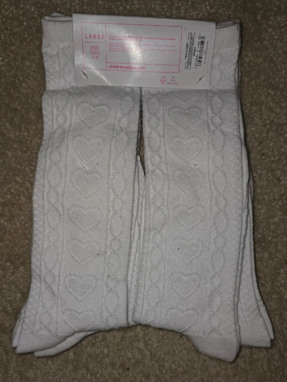 The Children's Place White Girl Cable Heart Knee Socks - 6 Pack